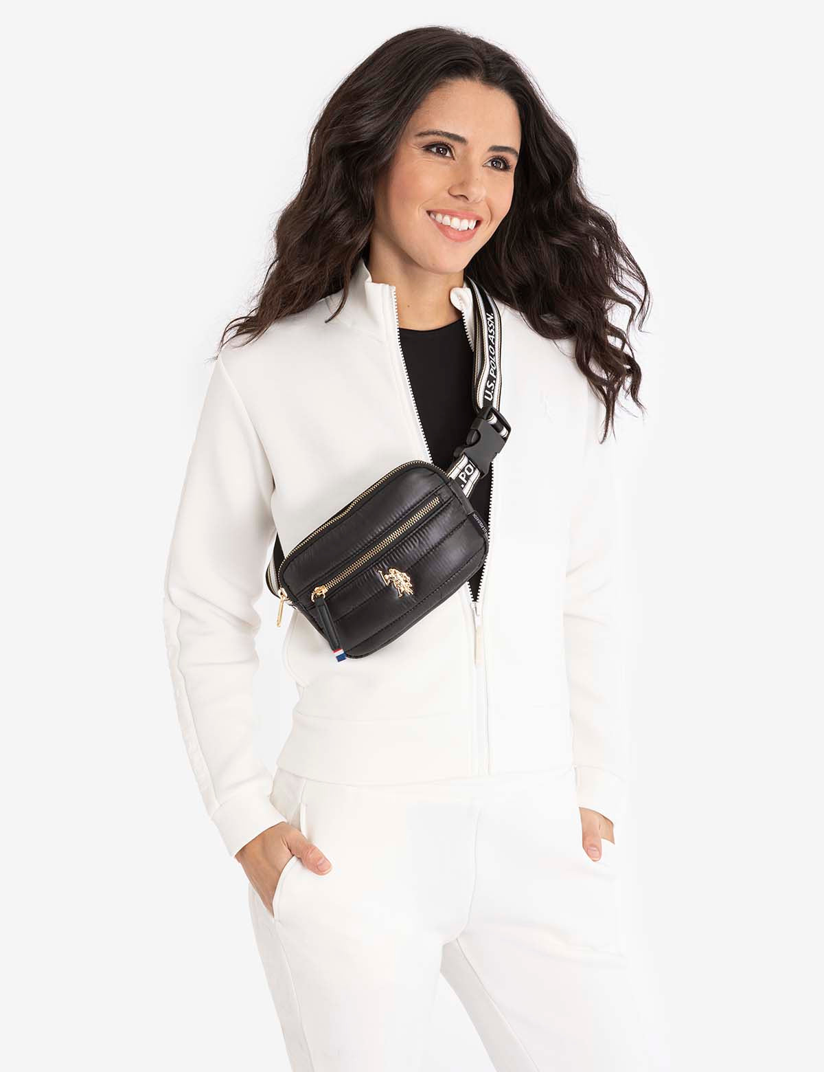 Quilted Leather Belt Bag – Branded Crossbody Pouch