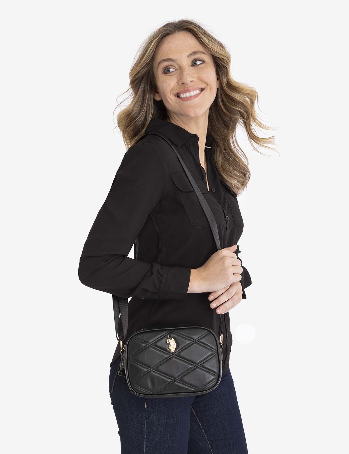 U.S. Polo Assn Quilted Crossbody Bag with Logo Hardware