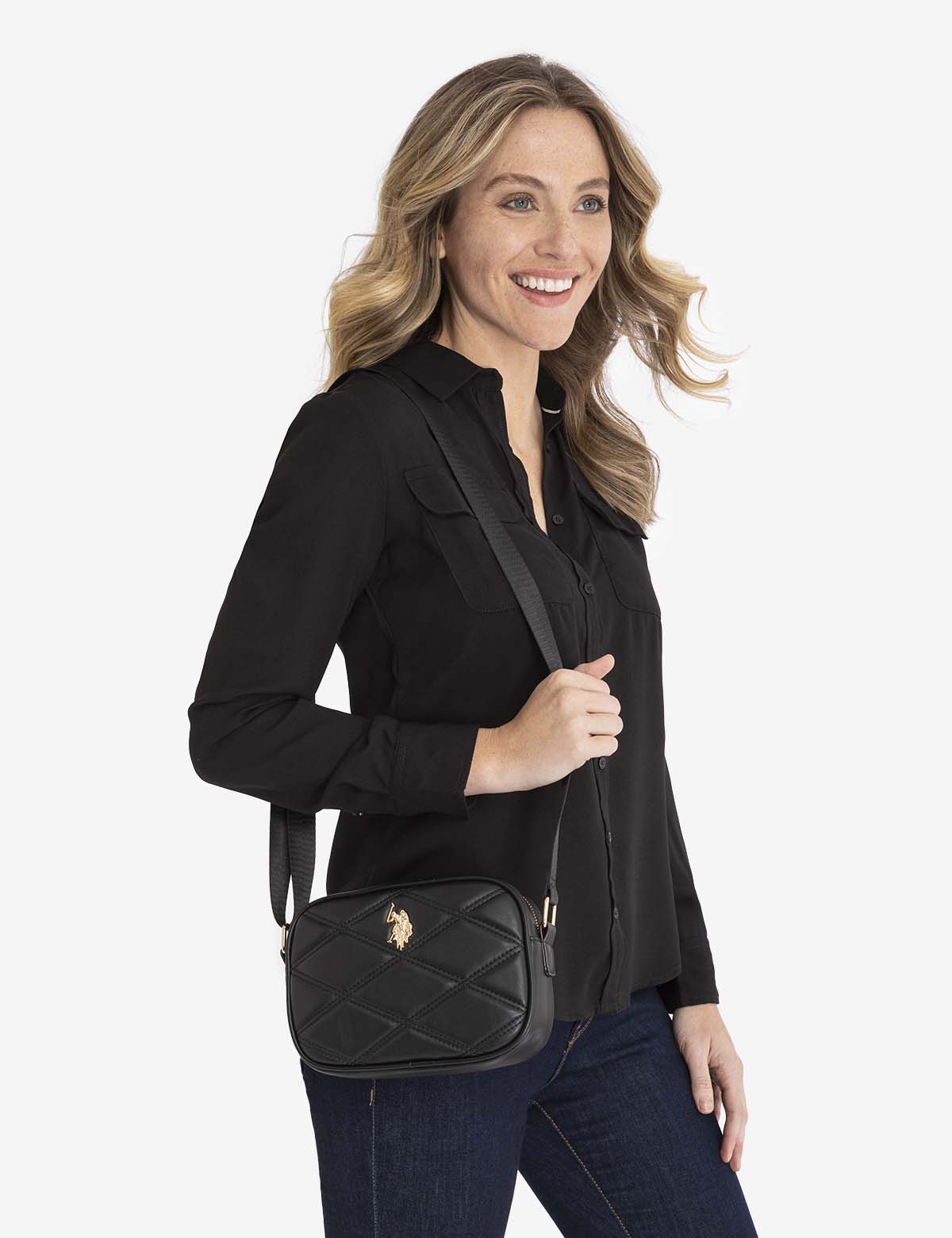 U.S. Polo Assn Quilted Crossbody Bag with Logo Hardware