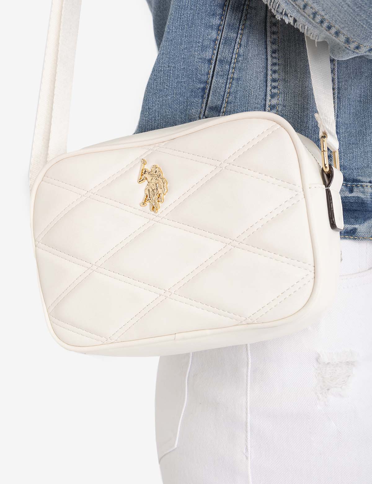 U.S. Polo Assn Quilted Crossbody Bag with Logo Hardware