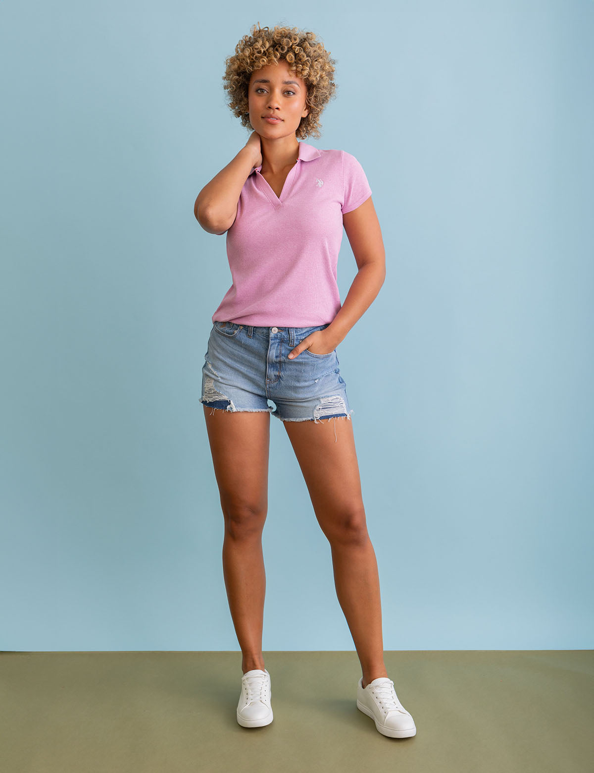 High Rise Curvy Denim Shorts with Raw Hem - Women's Fashion