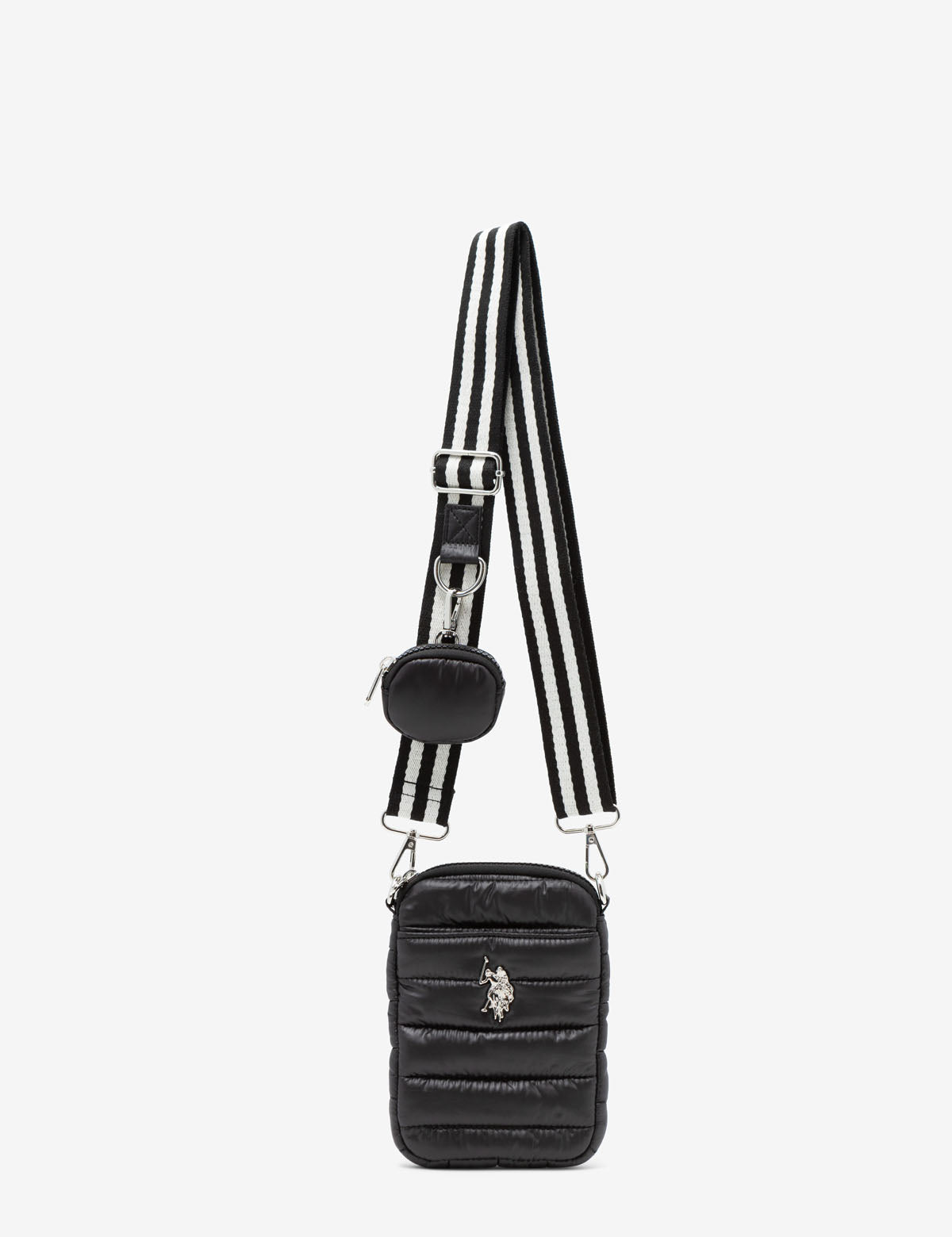 Quilted Crossbody Phone Bag with Zipper Pouch & Adjustable Strap