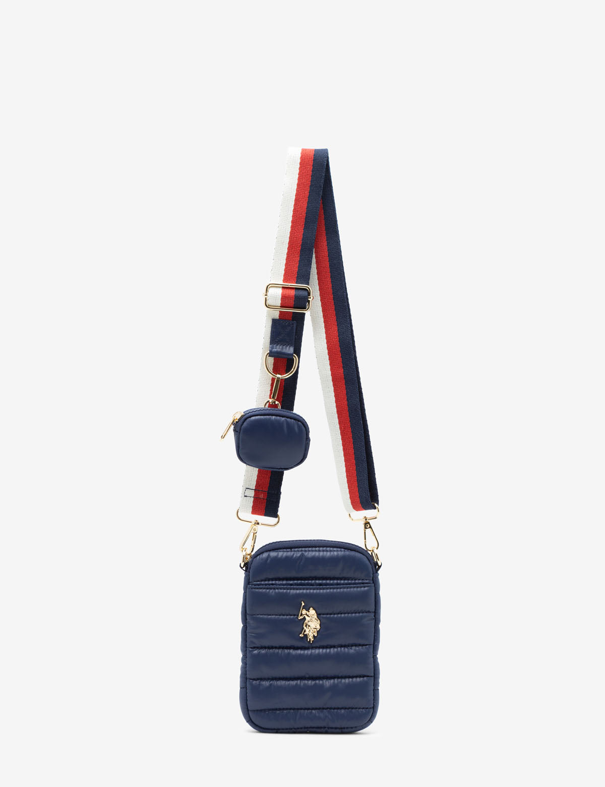 Quilted Crossbody Phone Bag with Zipper Pouch & Adjustable Strap