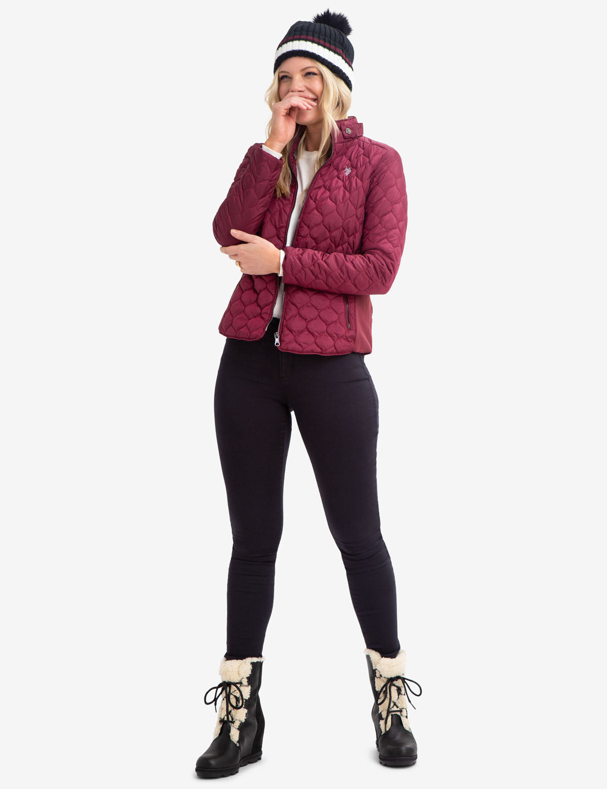Quilted Knit Panel Jacket with Embroidered Logo