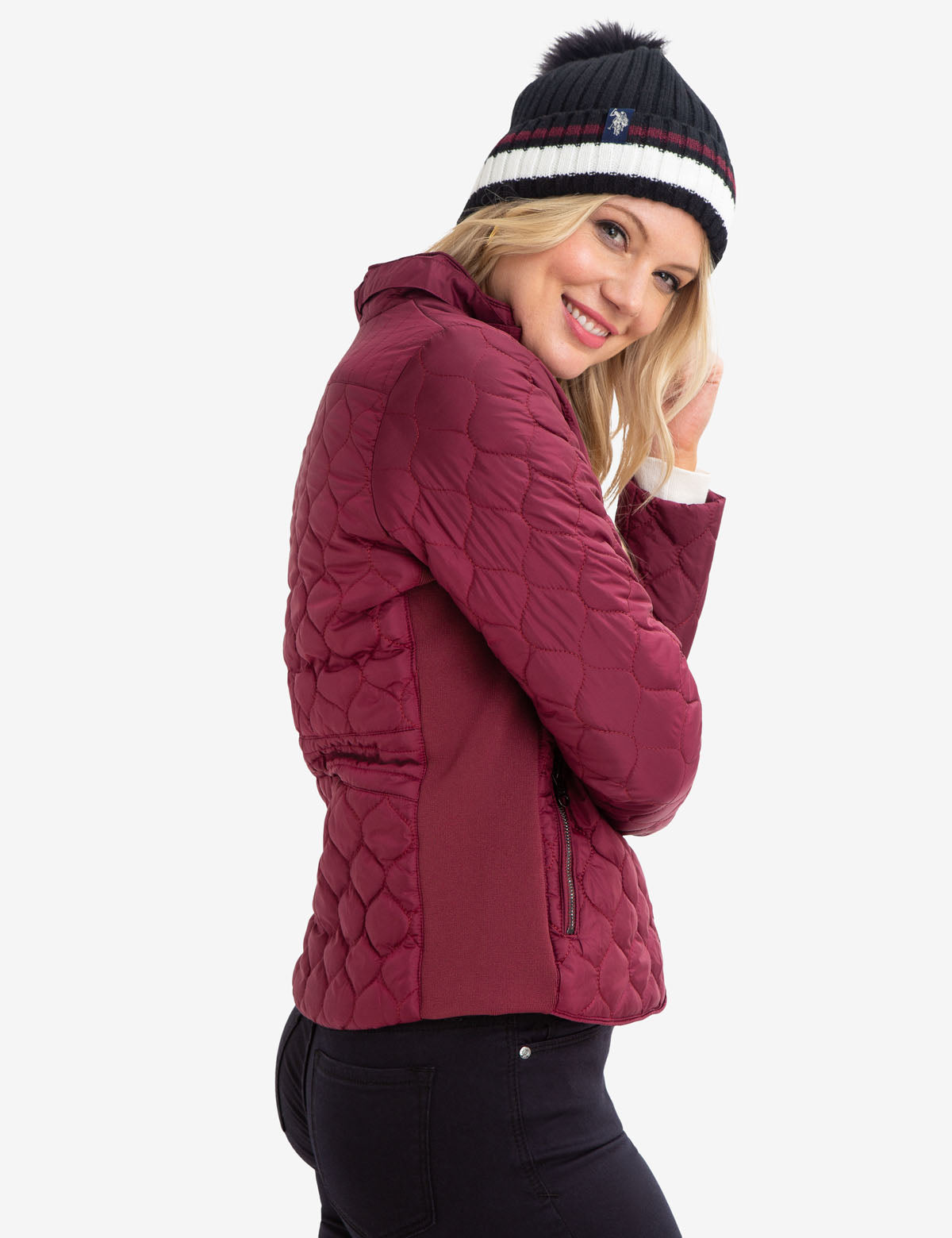 Quilted Knit Panel Jacket with Embroidered Logo
