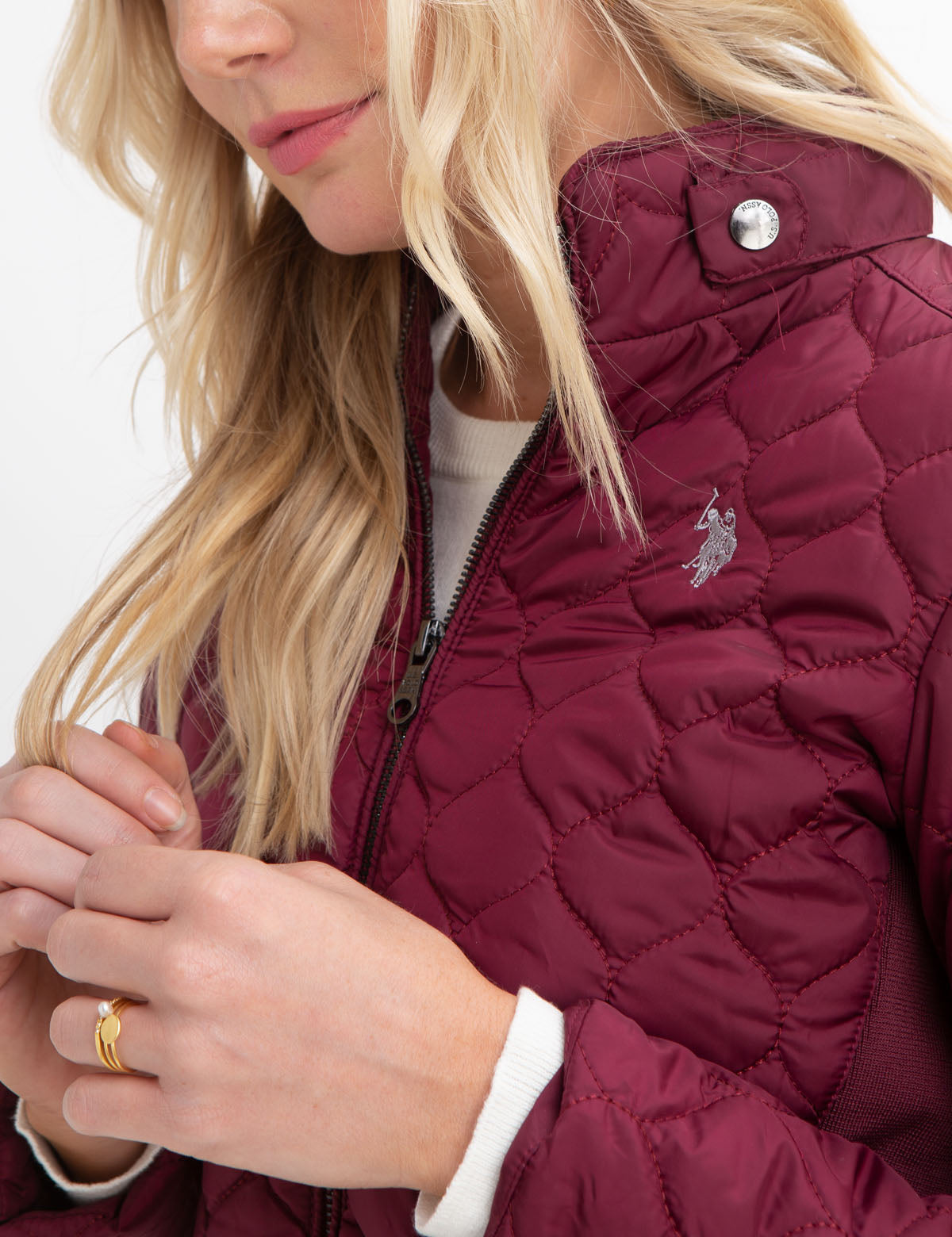 Quilted Knit Panel Jacket with Embroidered Logo