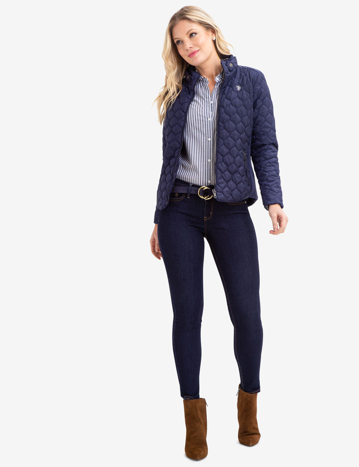 Quilted Knit Panel Jacket with Embroidered Logo