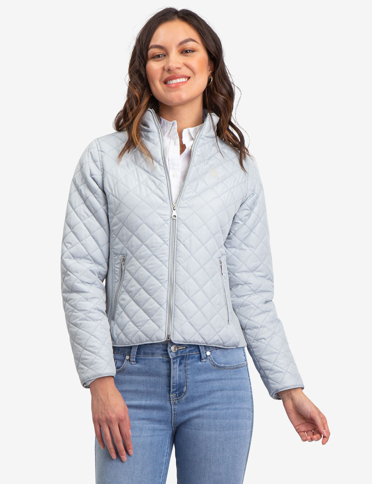 Quilted Moto Jacket with Knit Sides & Zipper Pockets