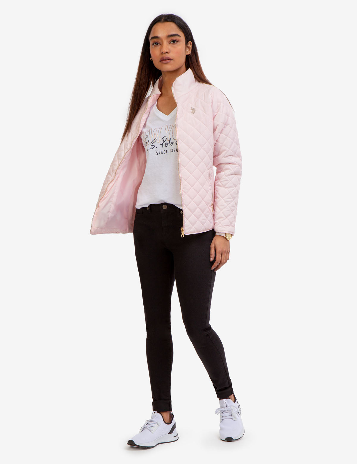 Quilted Moto Jacket with Knit Sides & Zipper Pockets