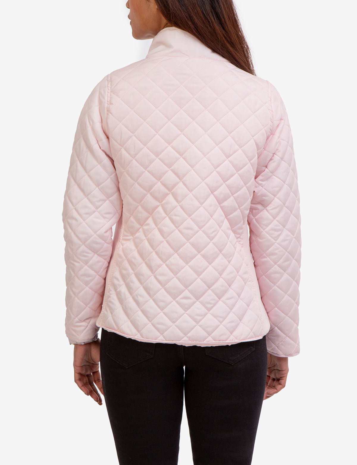 Quilted Moto Jacket with Knit Sides & Zipper Pockets