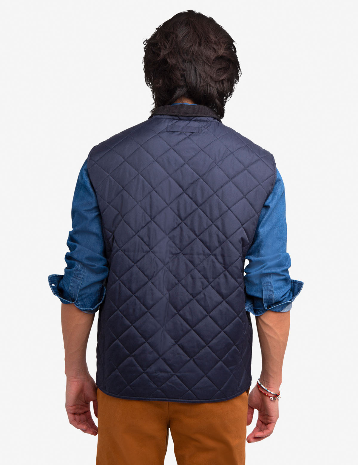 Quilted Corduroy Collar Vest – Polyester Puffer Jacket