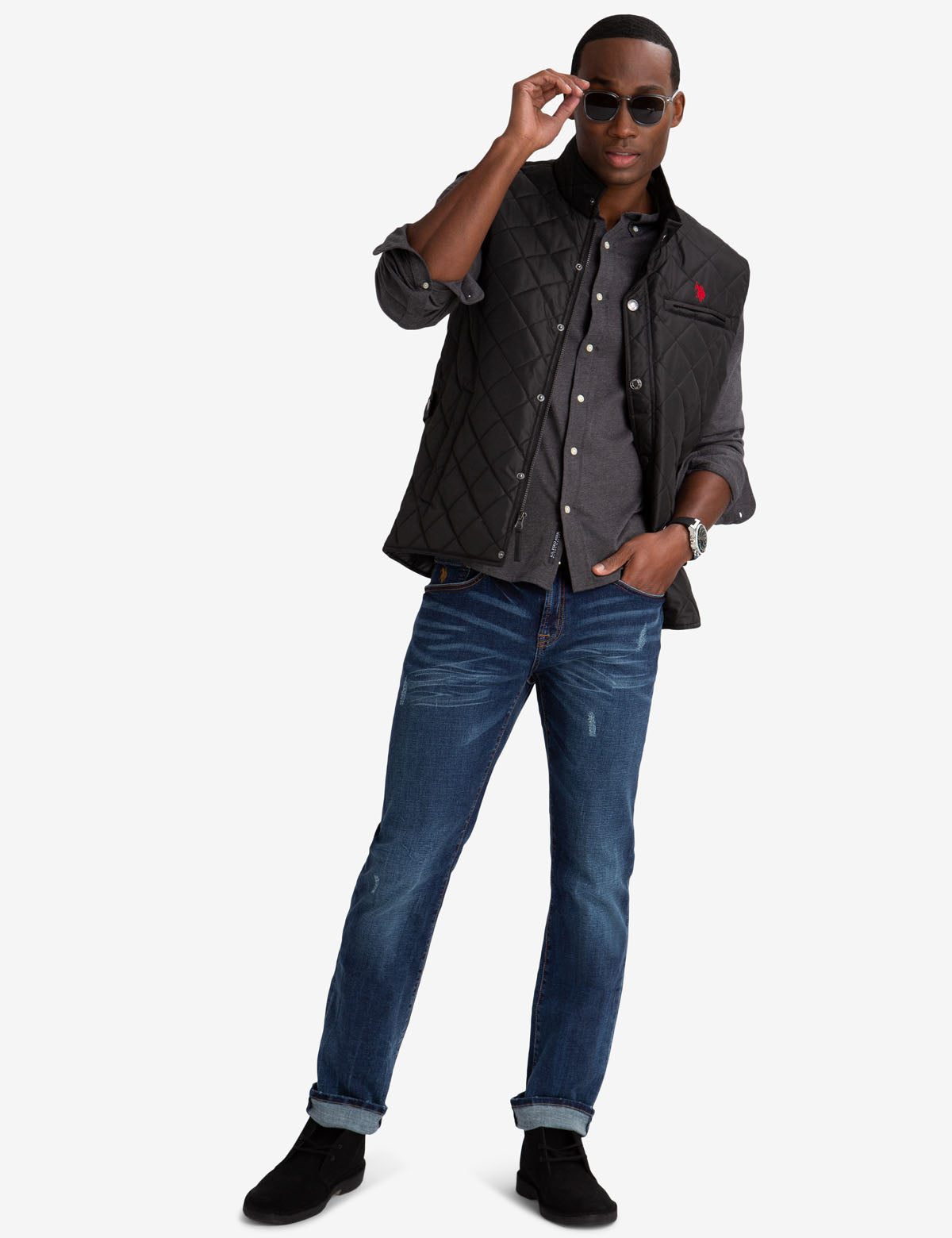 Quilted Corduroy Collar Vest – Polyester Puffer Jacket