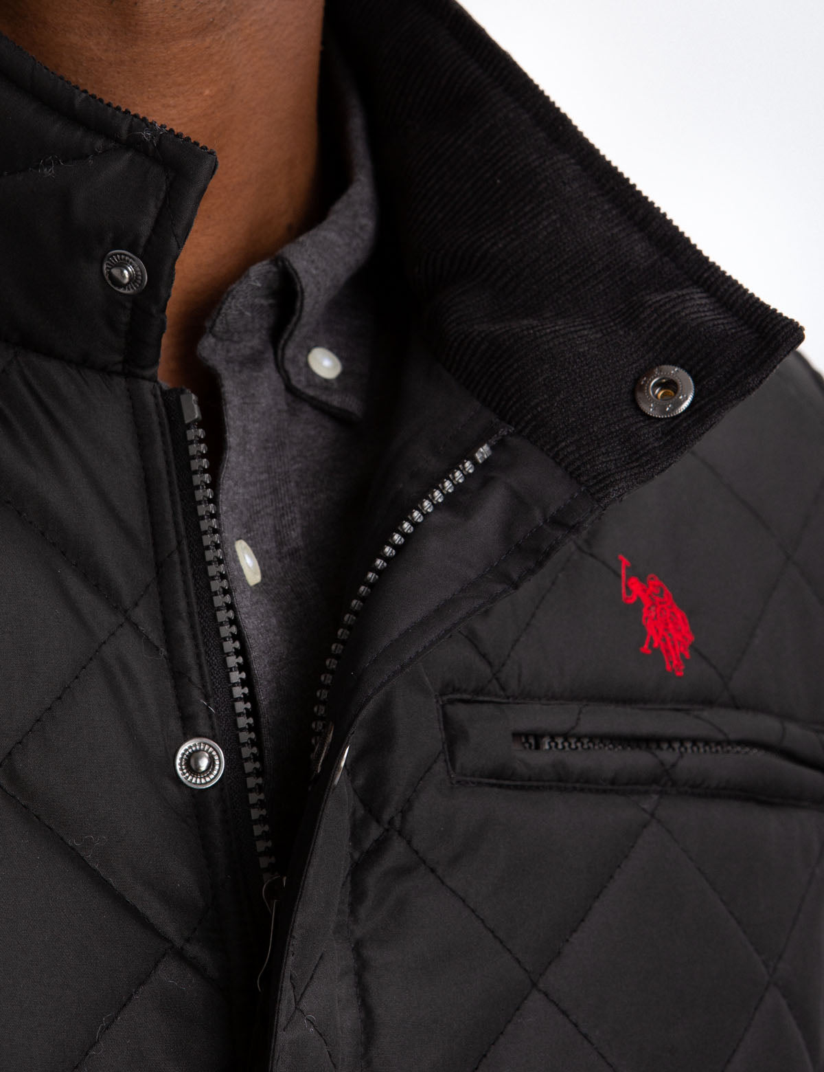 Quilted Corduroy Collar Vest – Polyester Puffer Jacket