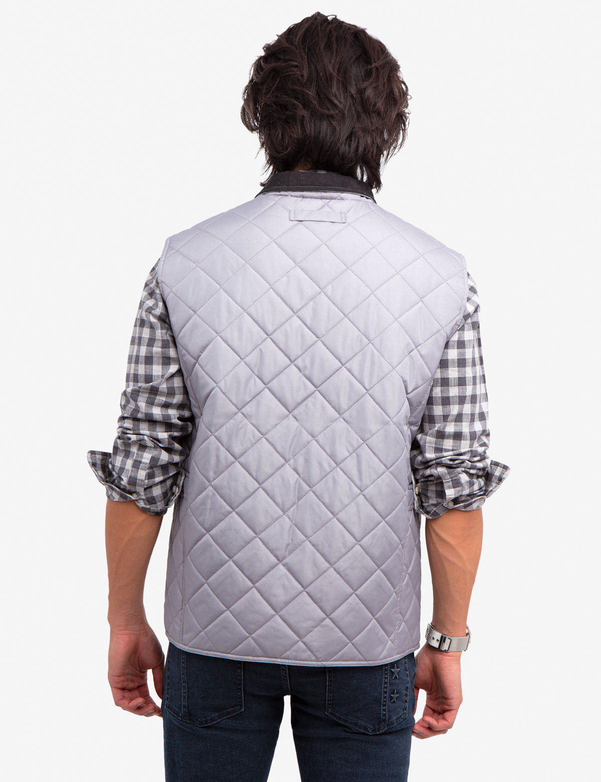Quilted Corduroy Collar Vest – Polyester Puffer Jacket