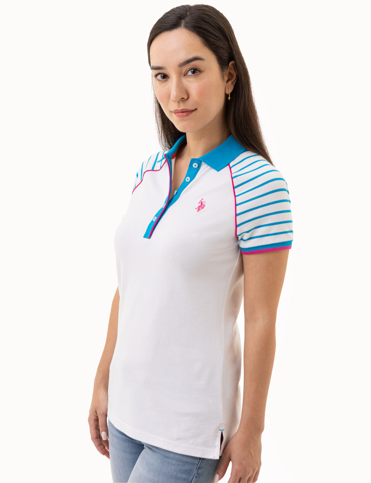 Men's Raglan Stripe Polo Shirt - Casual Slim Fit Top