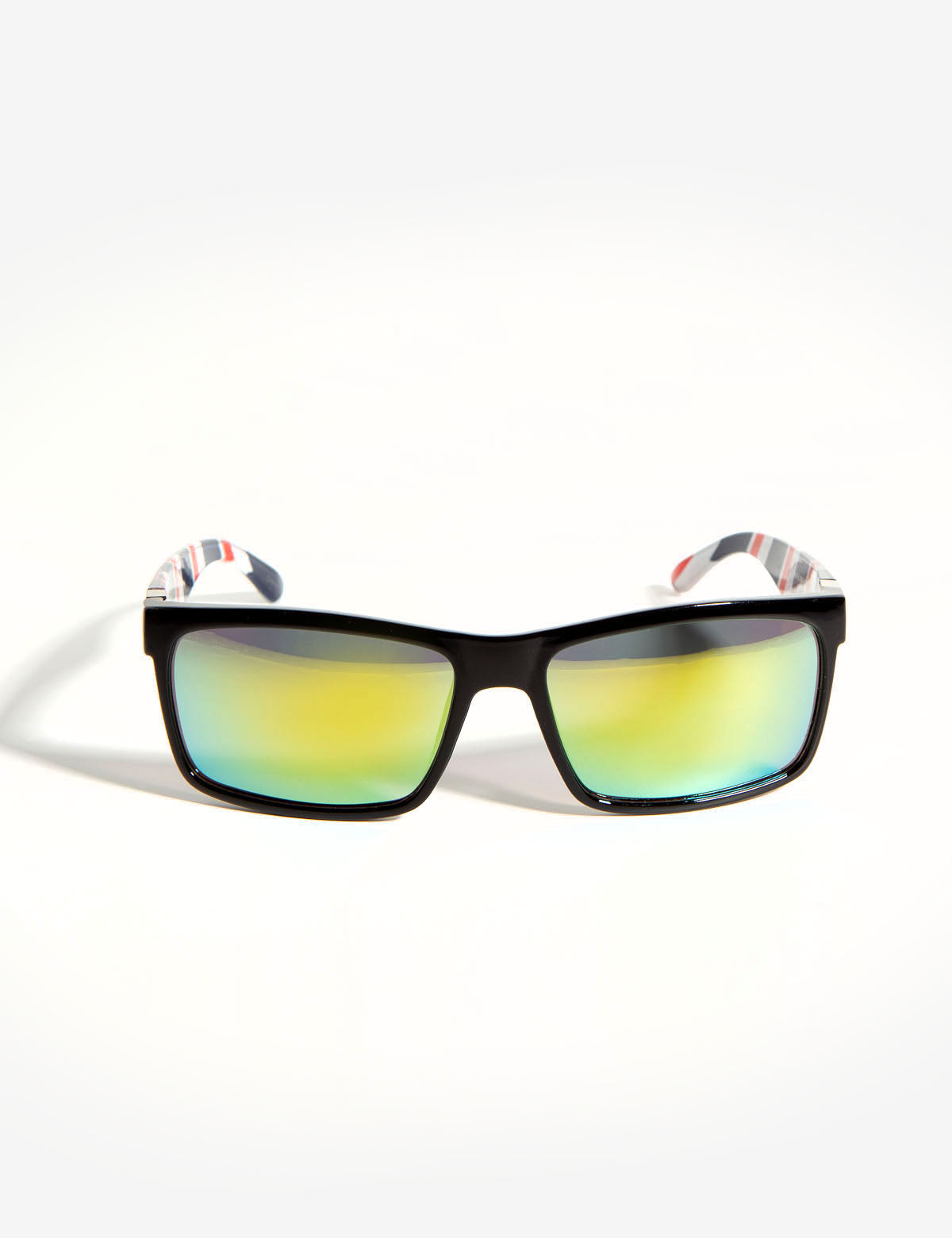 Rectangle Barber Patterned Sunglasses - UV Protection & Flag Logo