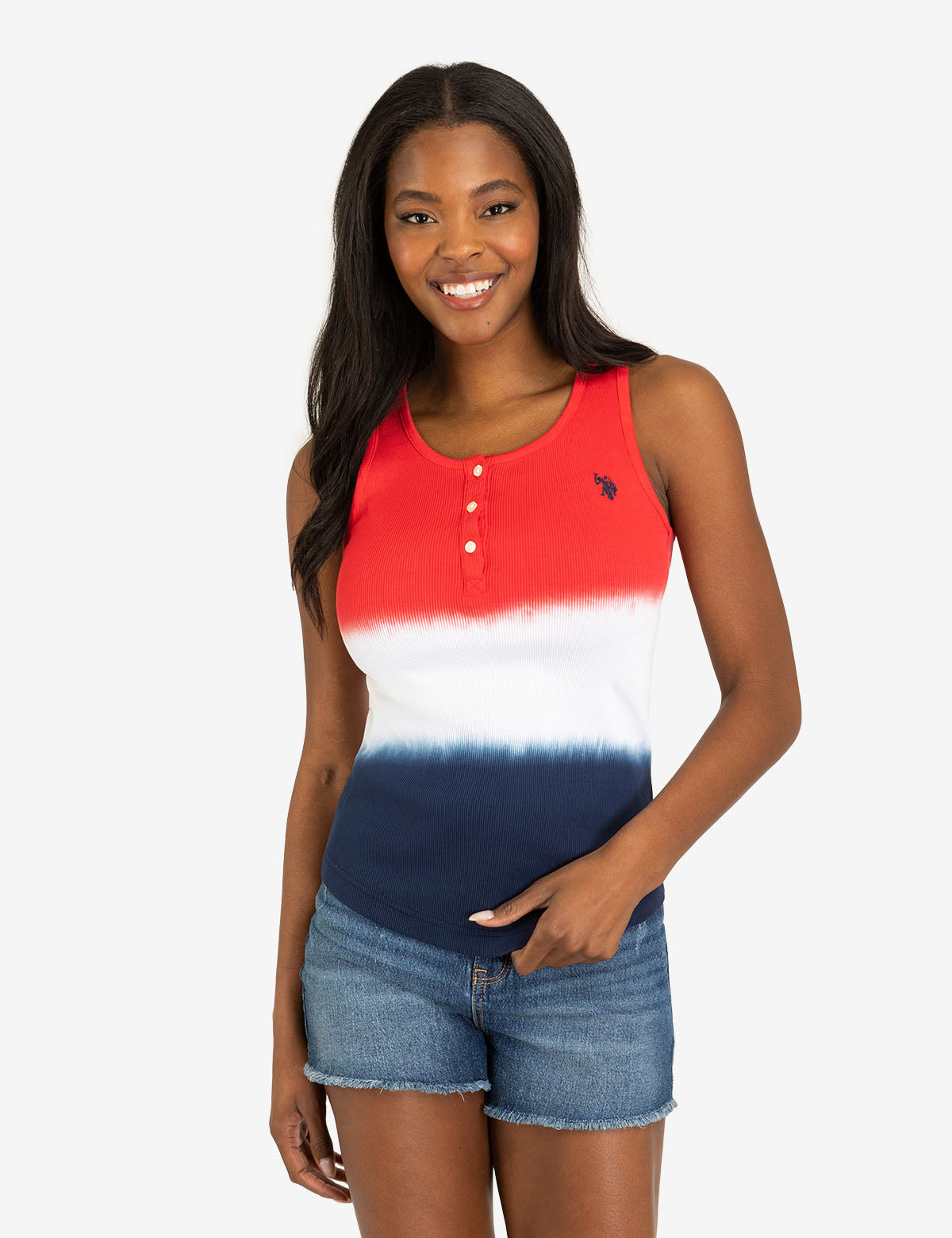 Patriotic Ribbed Tank Top - Red White & Blue
