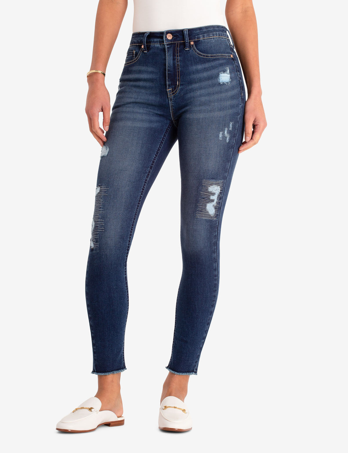 REPREVE® High Rise Destructed Jegging - Eco-Friendly Stretch Jeans
