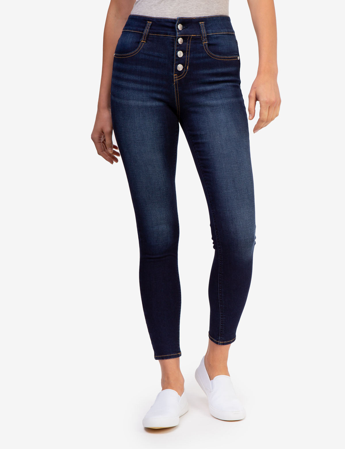 REPREVE® High Rise Button Fly Denim Jeggings - Eco-Friendly Stretch Jeans