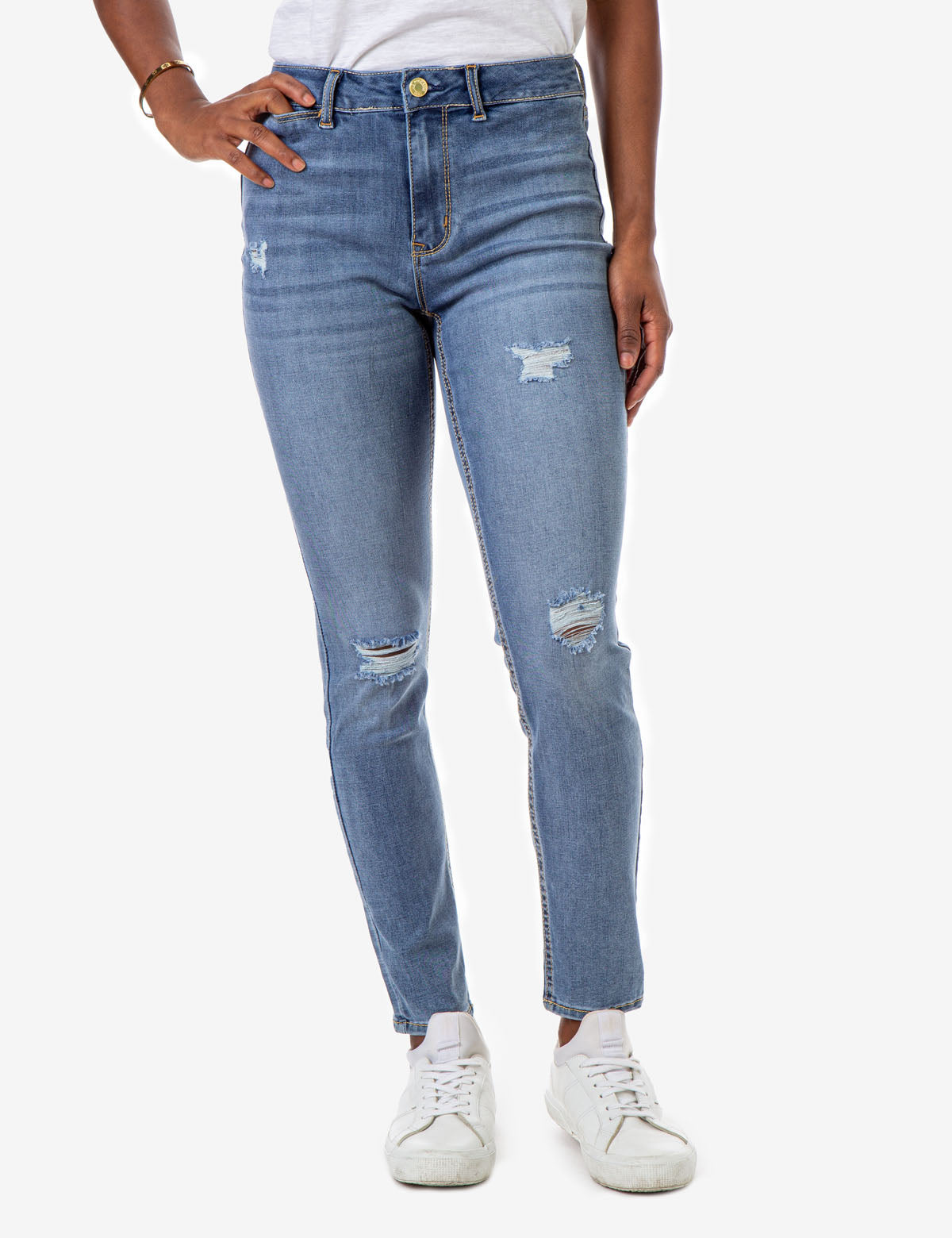 REPREVE® High Rise Destructed Jeans - Eco-Friendly Recycled Denim
