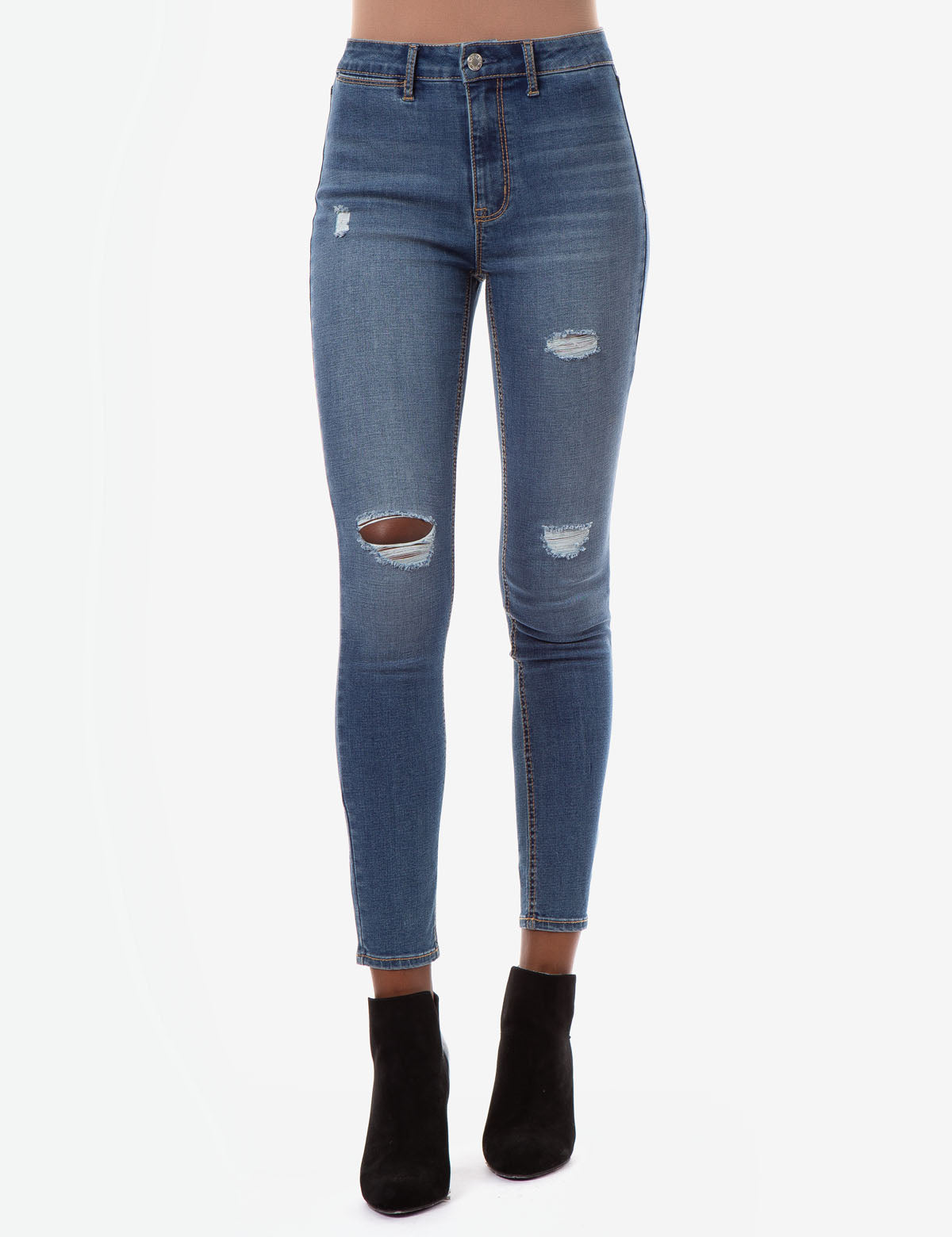 REPREVE® High Rise Destructed Jeans - Eco-Friendly Recycled Denim