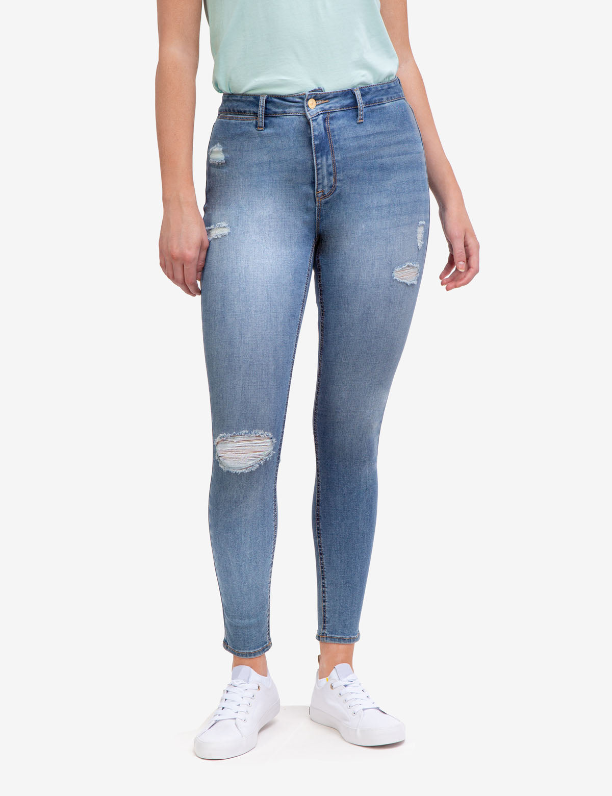 REPREVE® High Rise Destructed Jeans - Eco-Friendly Recycled Denim