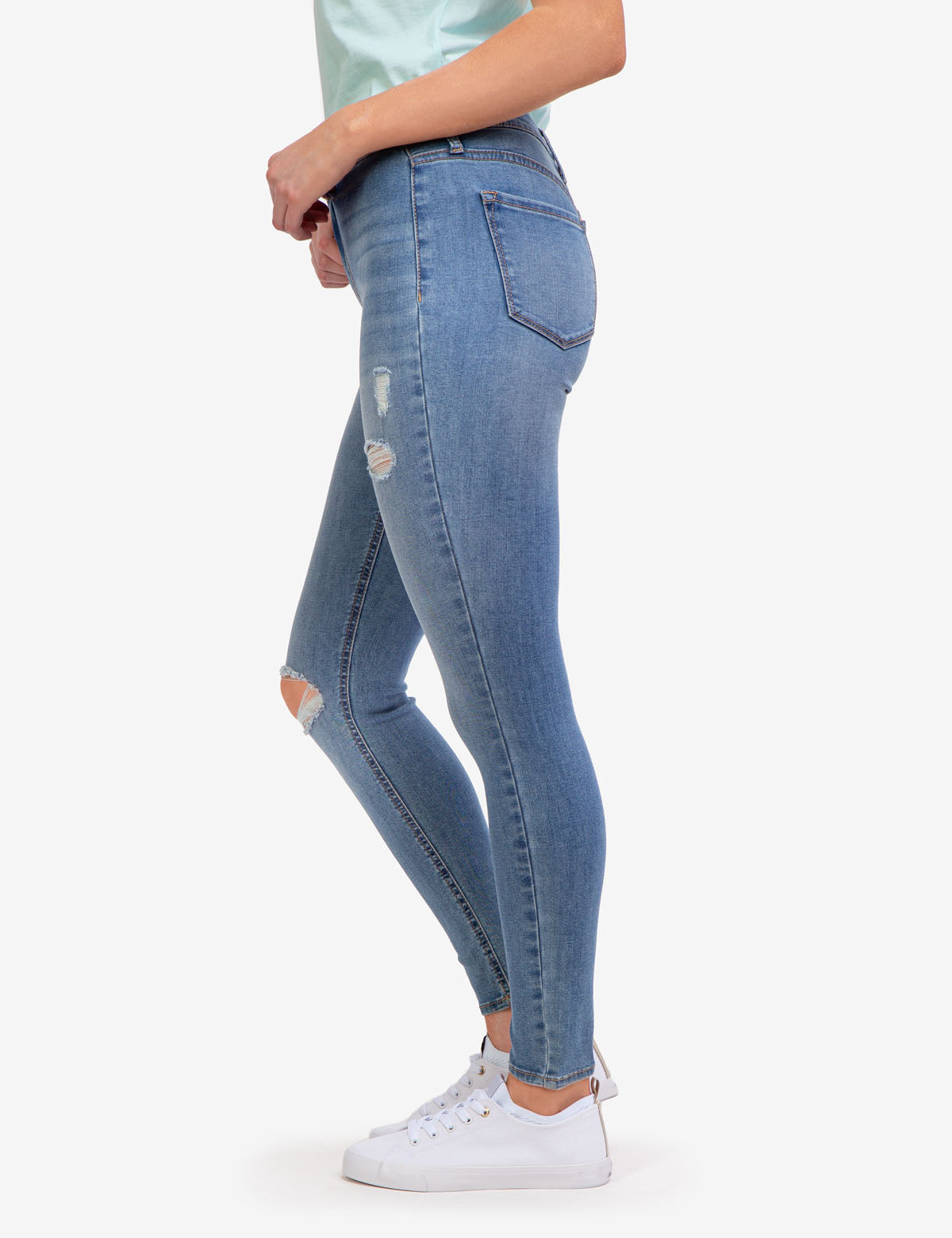 REPREVE® High Rise Destructed Jeans - Eco-Friendly Recycled Denim