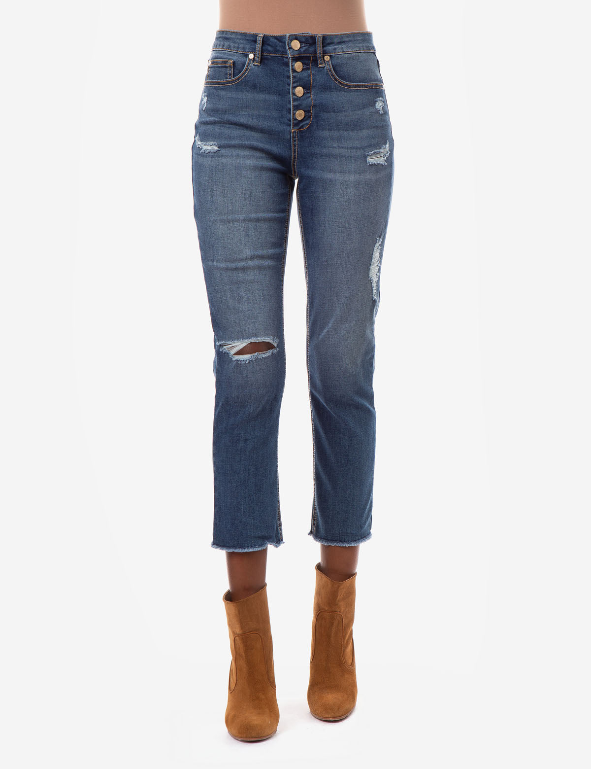 REPREVE® Eco-Friendly High Rise Straight Crop Jeans - Recycled Denim