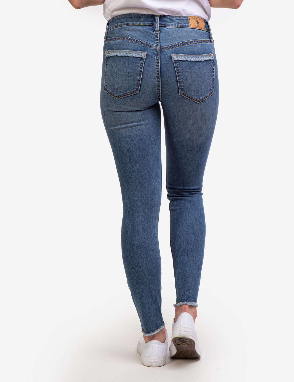 REPREVE® Mid Rise Distressed Jeans - Stretch Denim, Recycled Polyester