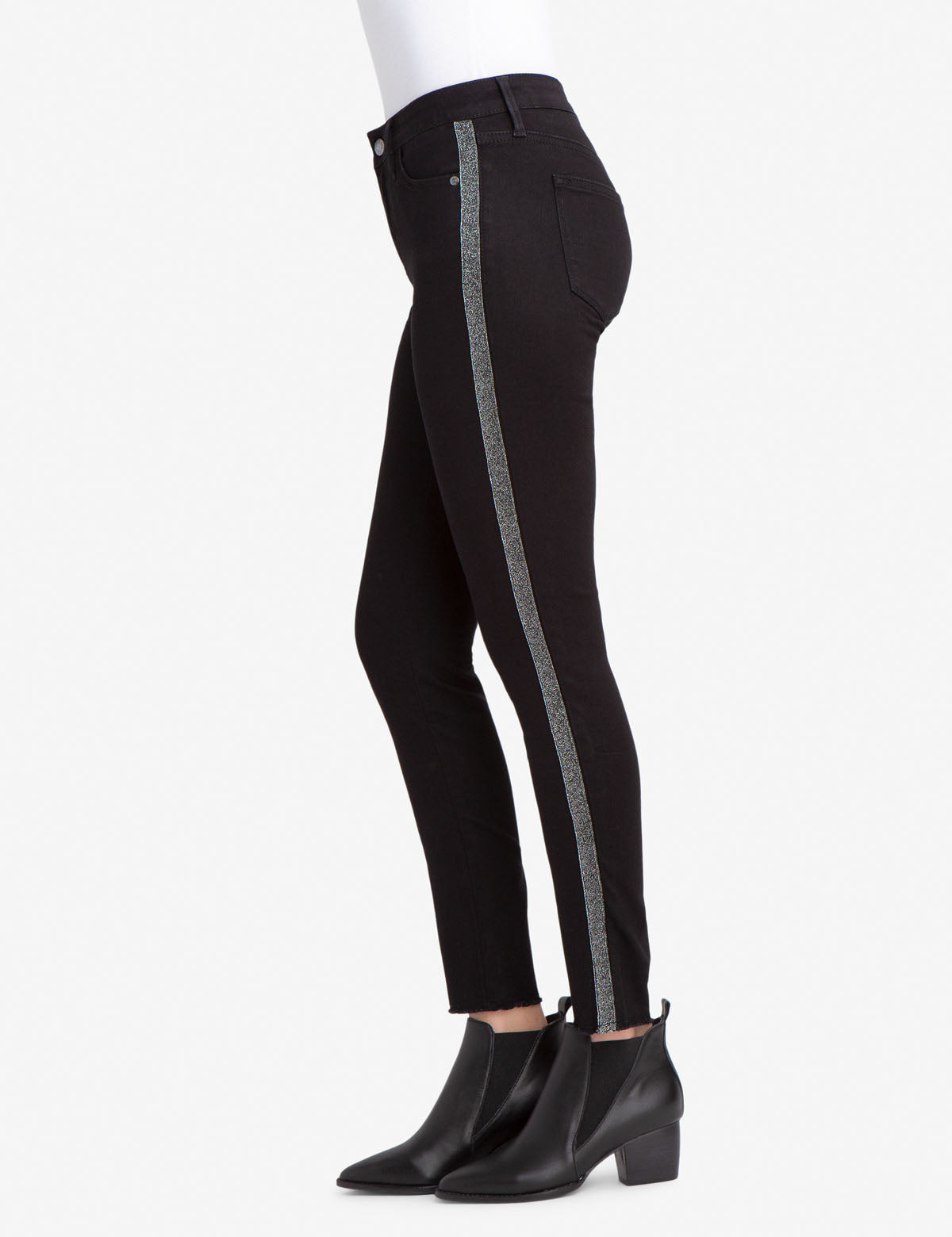 REPREVE® Recycled Denim Jeggings with Sparkle Side Panels - Mid Rise