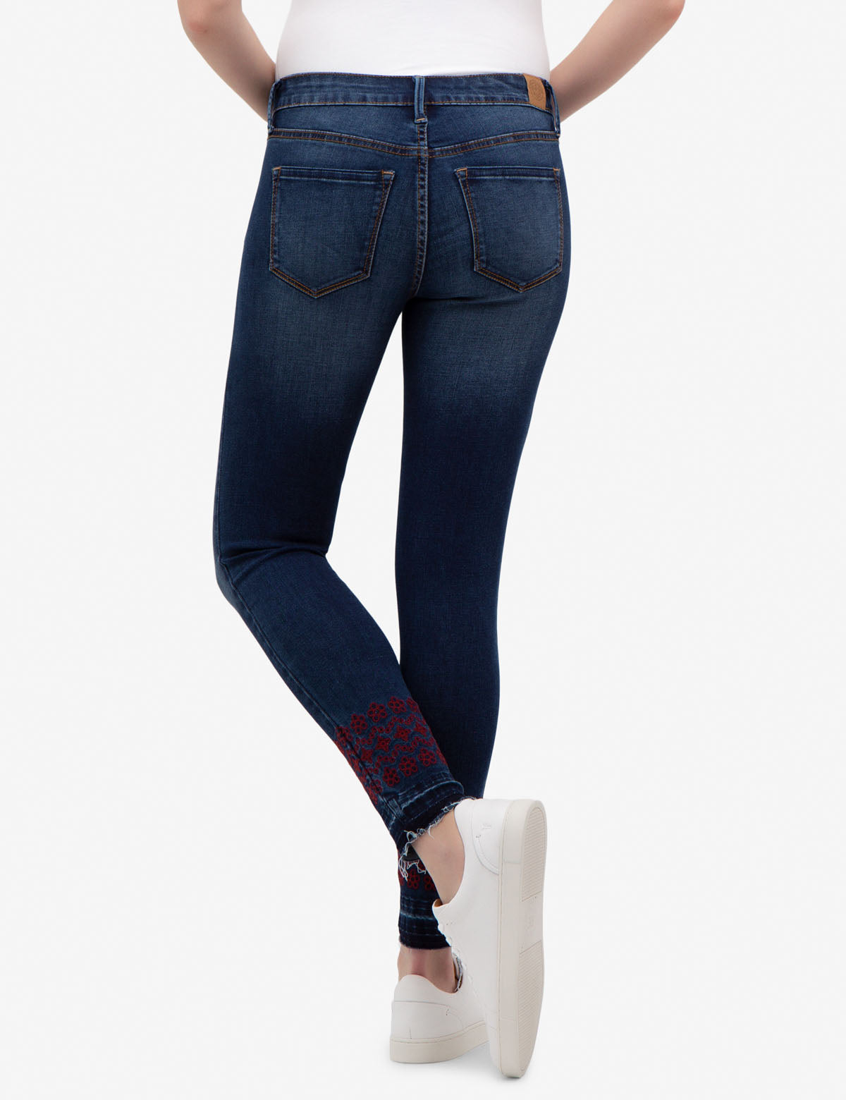 REPREVE® Eco-Friendly Mid Rise Skinny Jeans with Embroidery