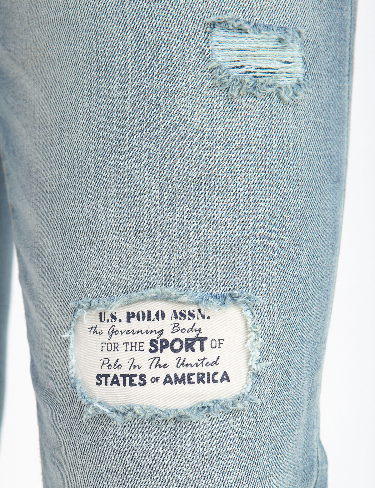 REPREVE® Eco-Friendly Skinny Distressed Jeans with Patch Repair