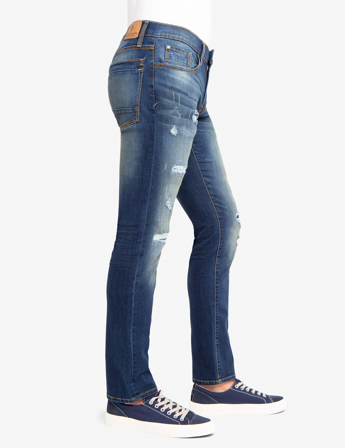 Eco-Friendly REPREVE® Slim Jeans with Rip & Repair Stretch