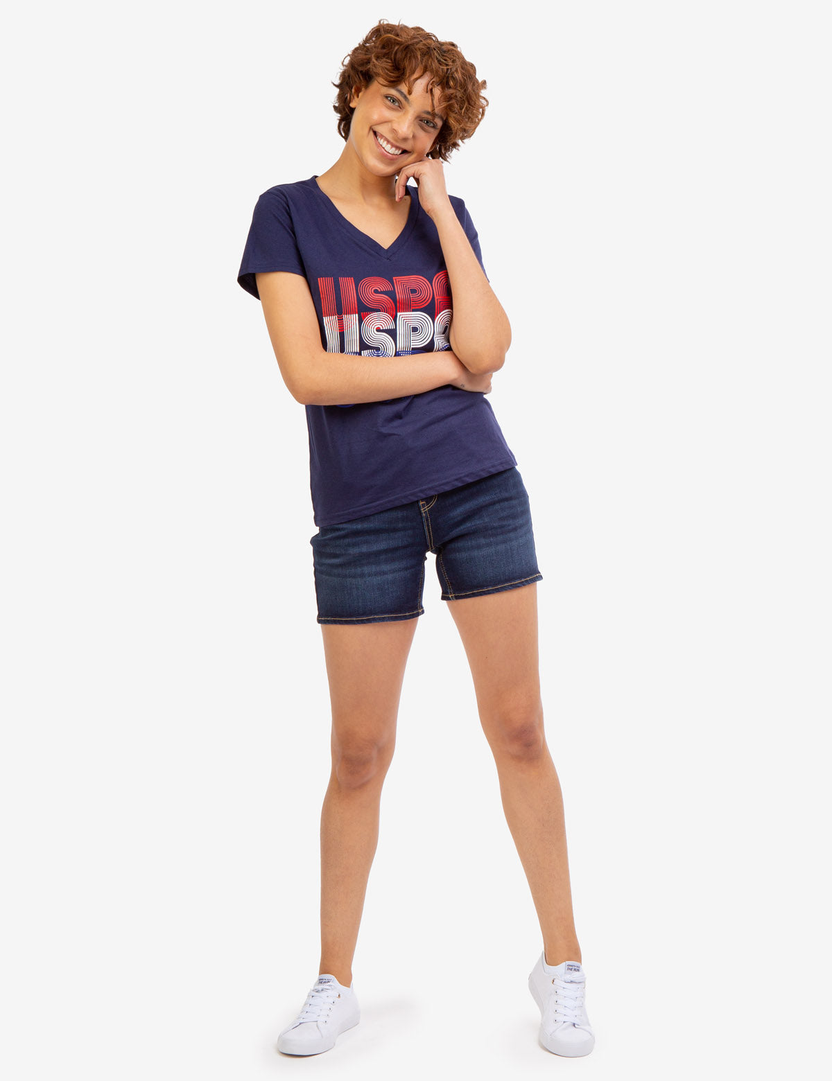 Retro USPA Graphic V-Neck T-Shirt