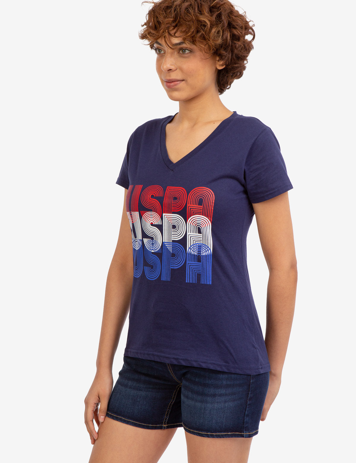 Retro USPA Graphic V-Neck T-Shirt