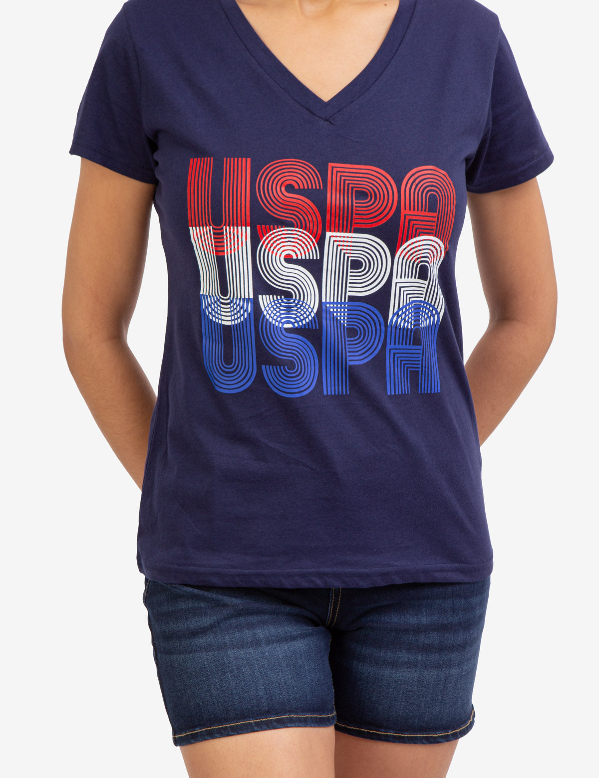 Retro USPA Graphic V-Neck T-Shirt