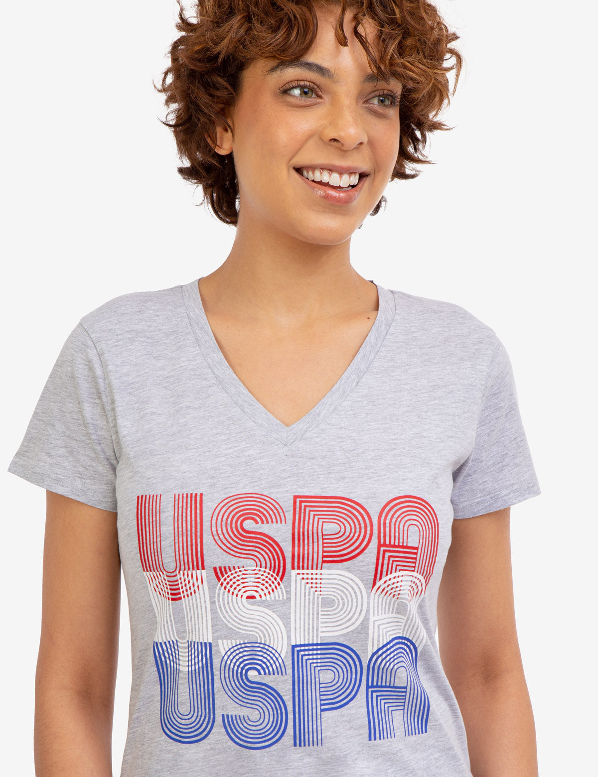 Retro USPA Graphic V-Neck T-Shirt