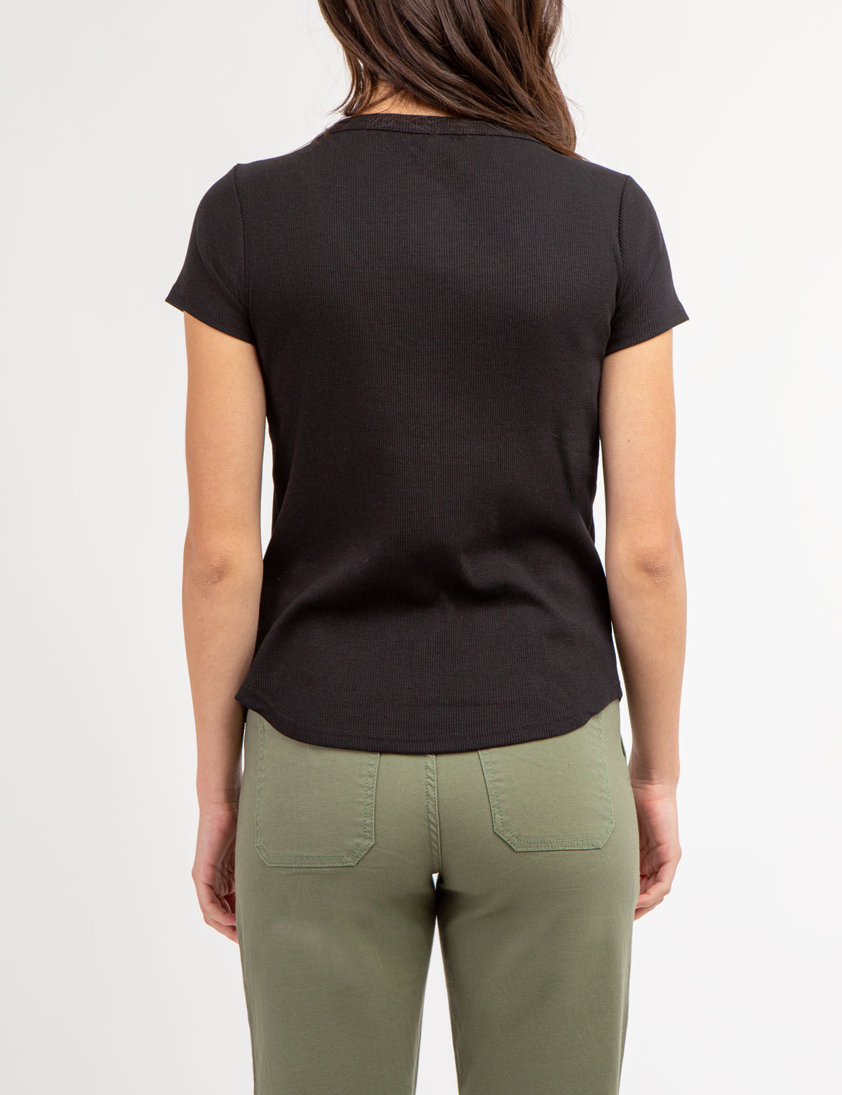 Rhinestone Button Henley Top - Sparkling Short Sleeve Shirt