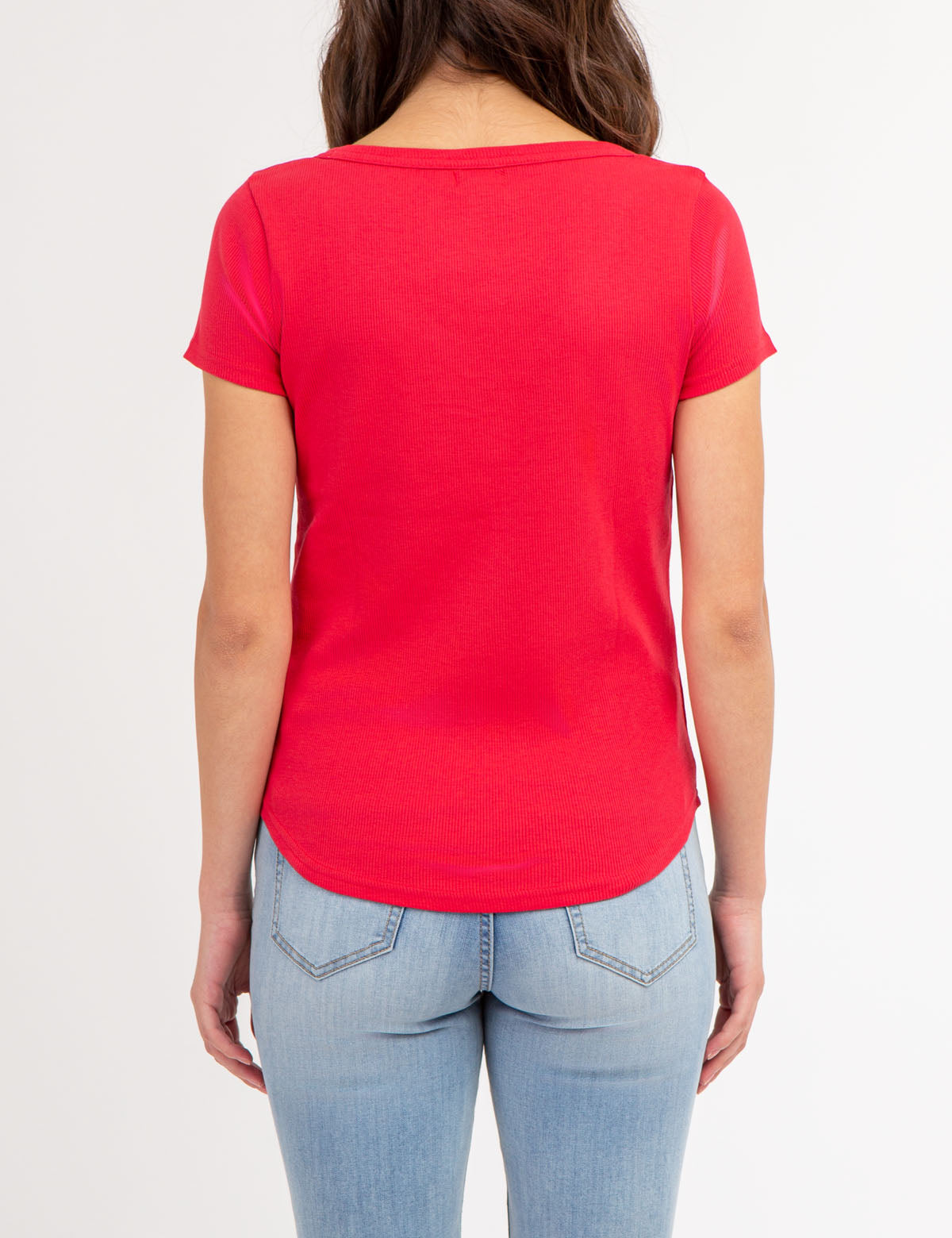 Rhinestone Button Henley Top - Sparkling Short Sleeve Shirt