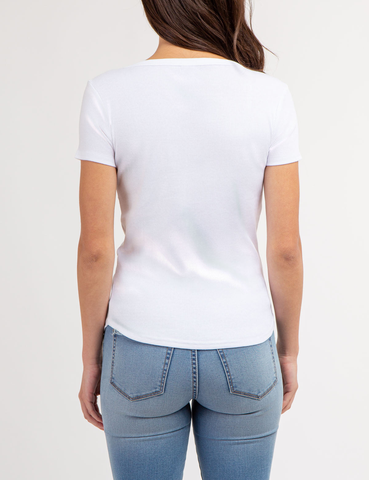 Rhinestone Button Henley Top - Sparkling Short Sleeve Shirt