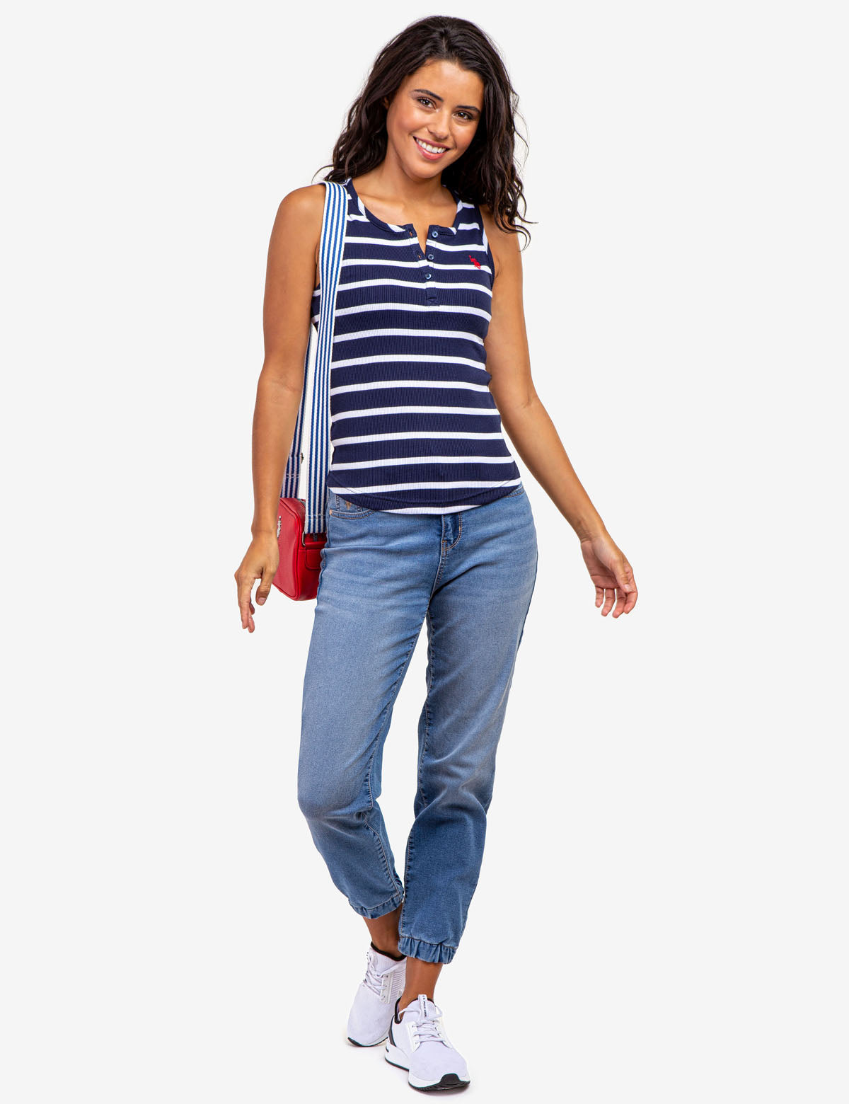 Ribbed Striped Racerback Tank Top for Women
