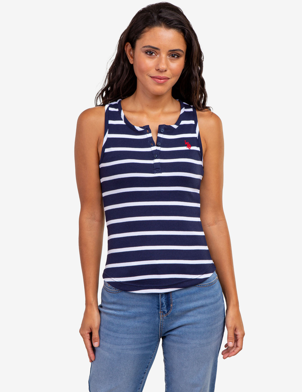 Ribbed Striped Racerback Tank Top for Women