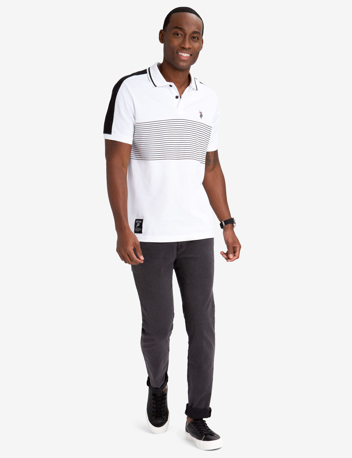 Cotton T-Shirt with Contrast Stripe & Rubber Logo