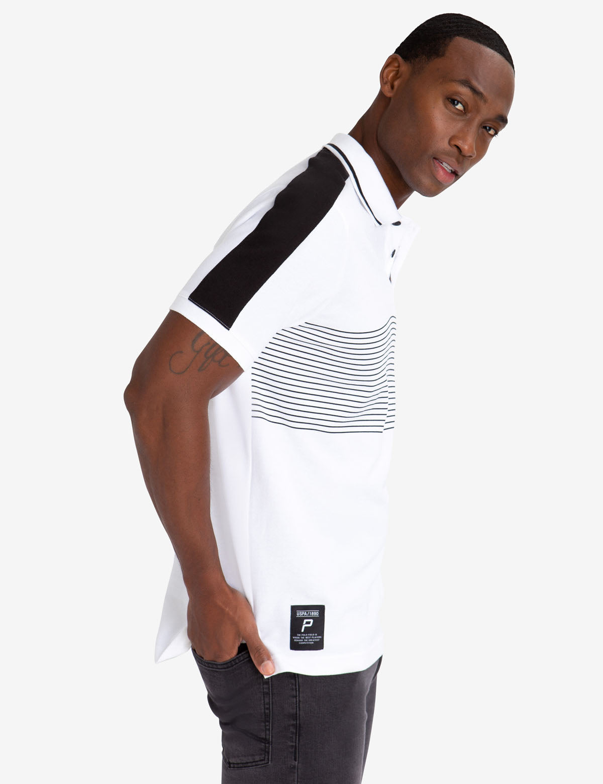 Cotton T-Shirt with Contrast Stripe & Rubber Logo