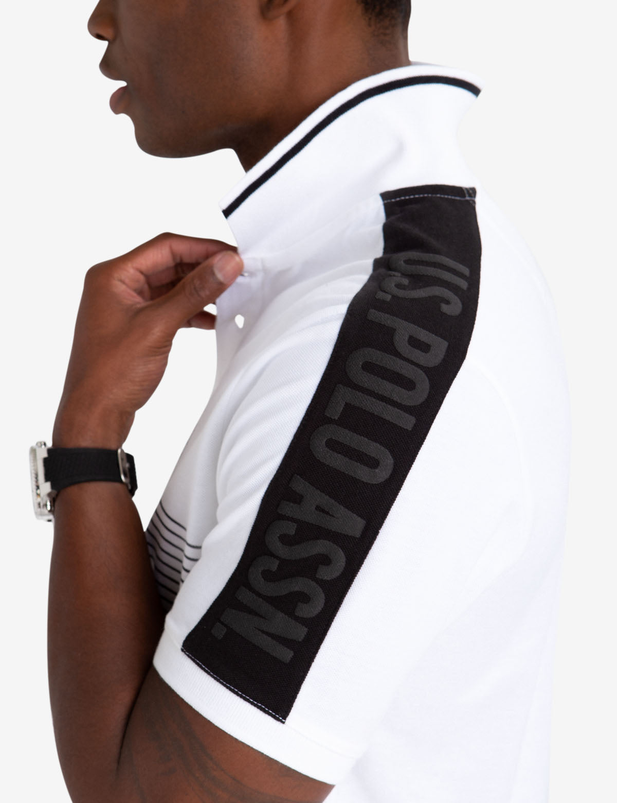 Cotton T-Shirt with Contrast Stripe & Rubber Logo