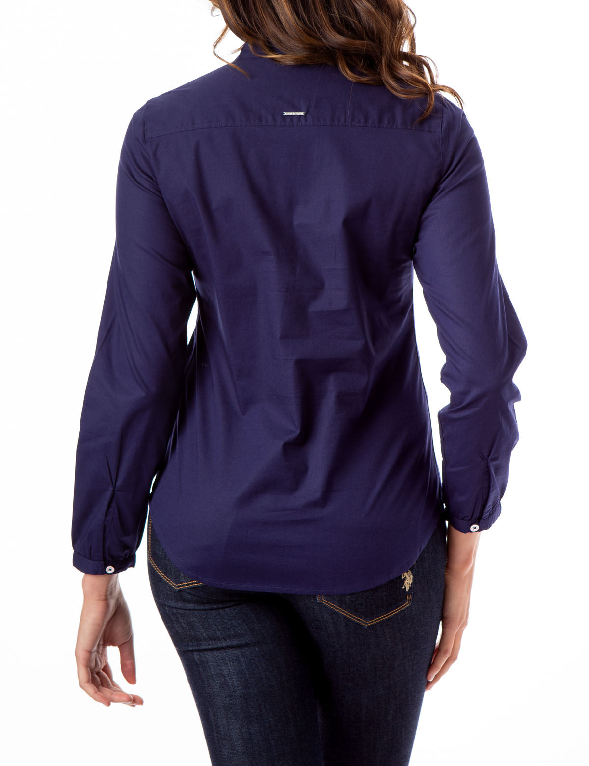 U.S. Polo Assn. Ruched Button Front Shirt with V-Neck