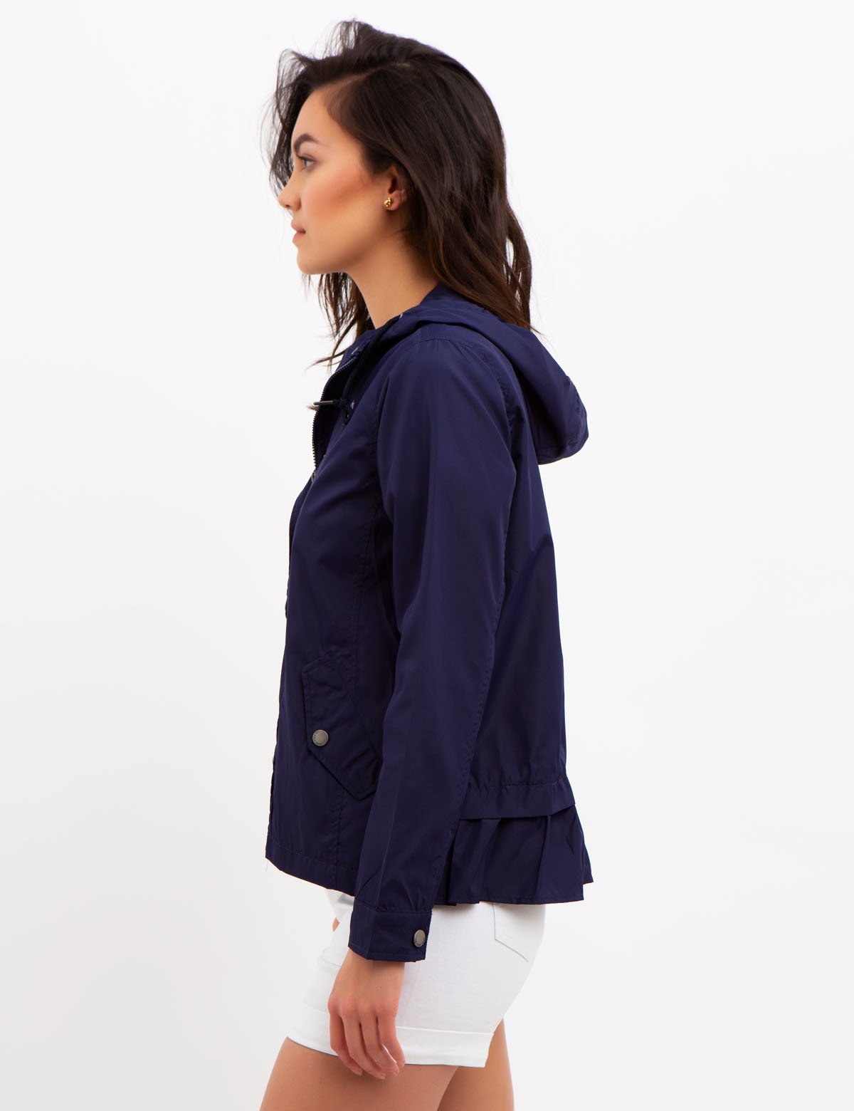 Women's Ruffle Hem Jacket - Stylish Outerwear Coat