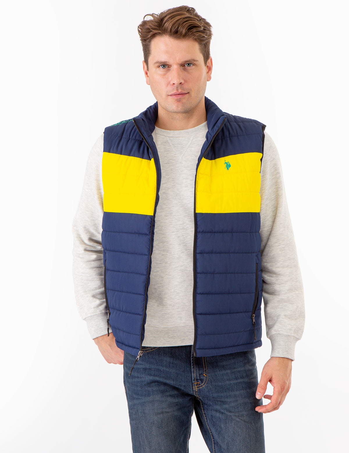 Men's Rugby Puffer Vest - Quilted Insulated Winter Vest