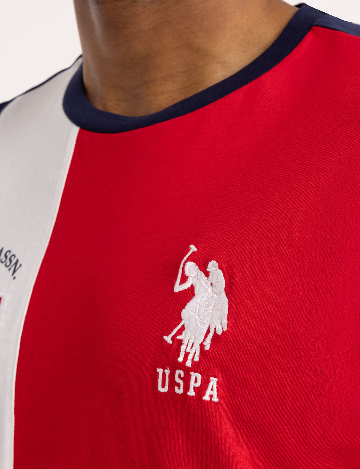 USA Patriotic Color Block Jersey T-Shirt with Flag Patch