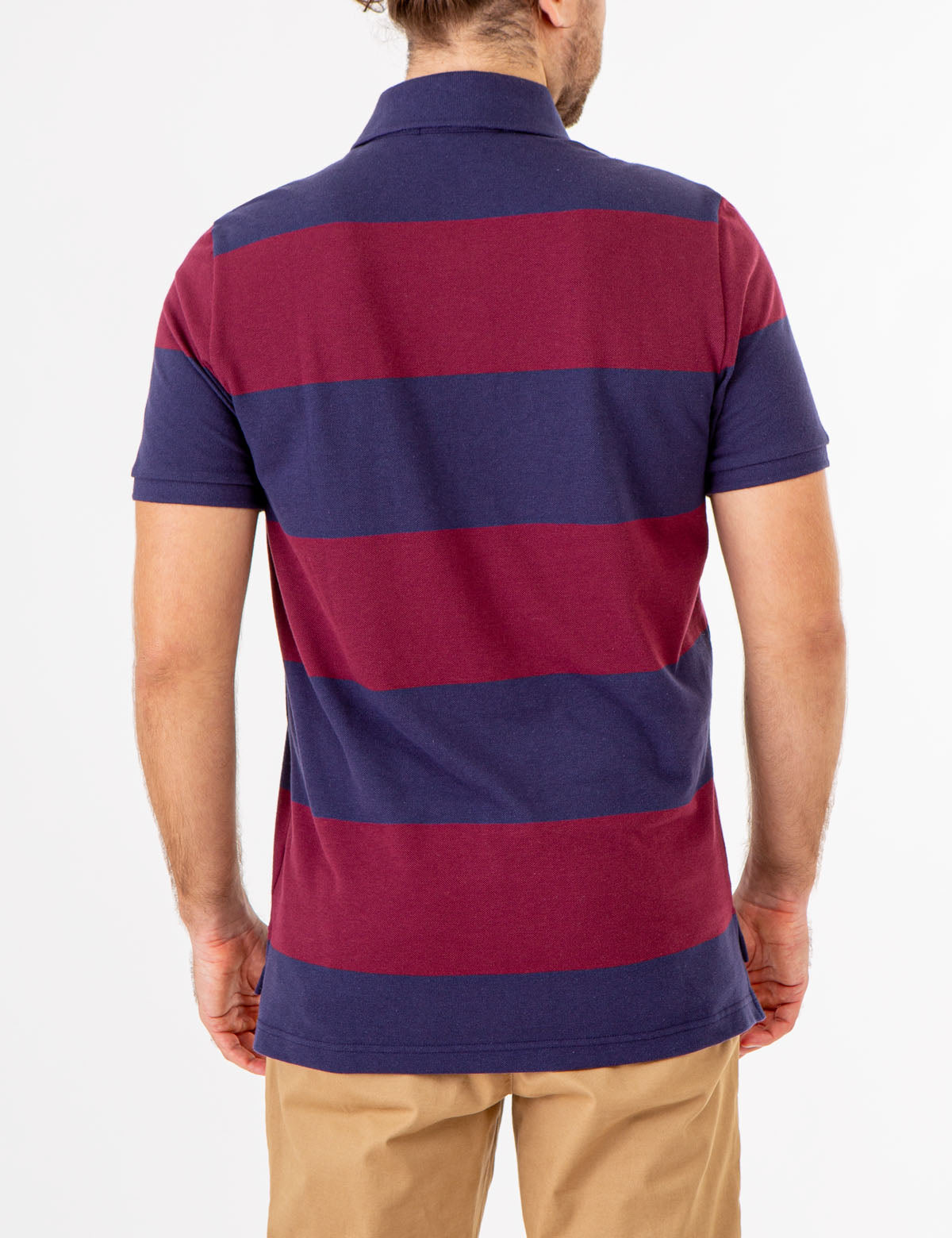 Men's Rugby Stripe Polo Shirt with Embroidered Logo